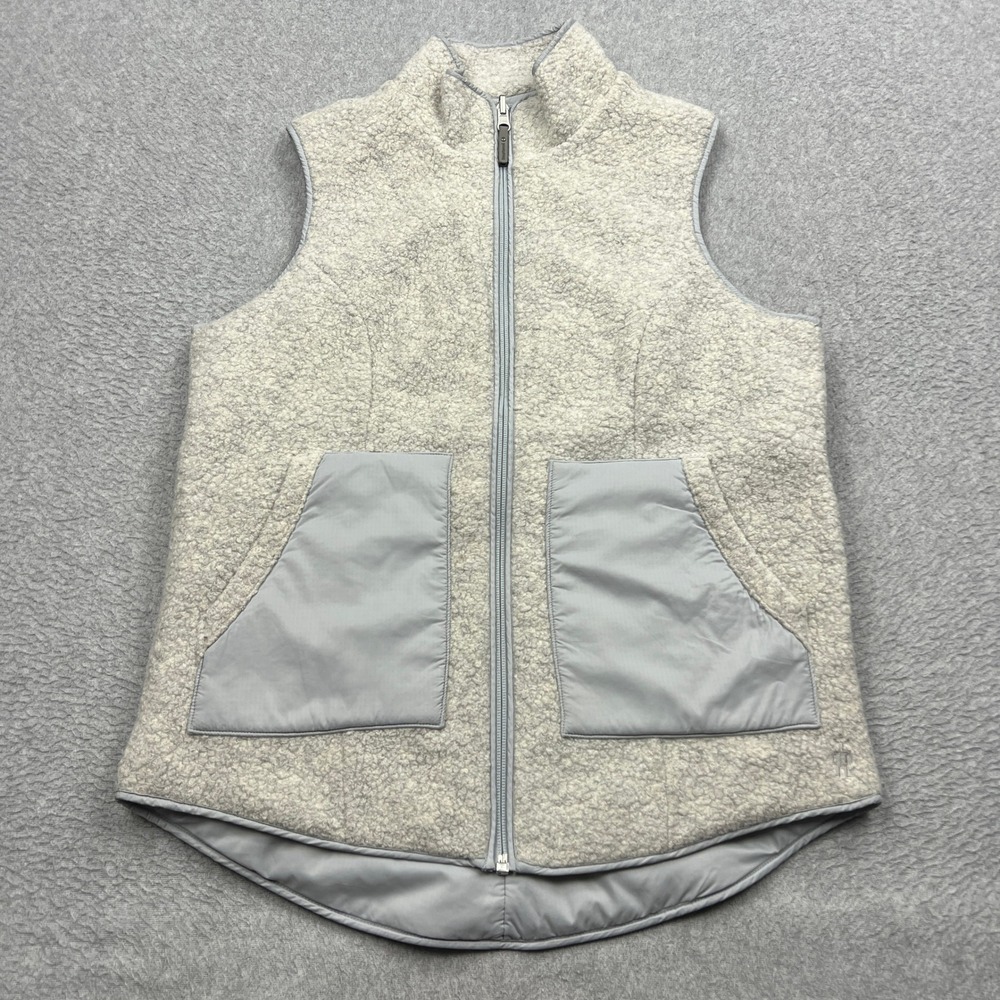 Smartwool Anchor Line Reversible Sherpa Vest Womens Small Gray Wool Zip SW019268
